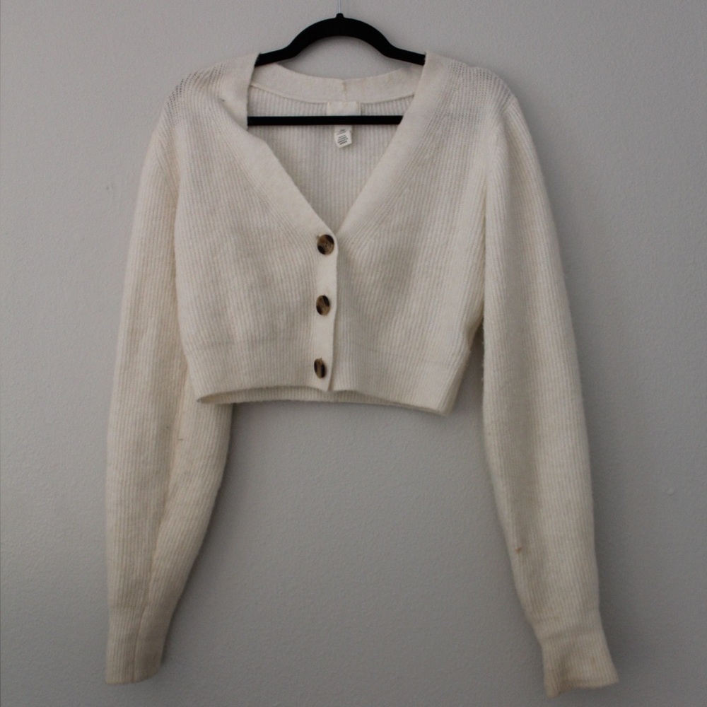Women's Cream Button-Up Sweater